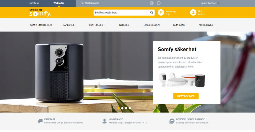 Somfy Shop Sverige lanserar ny uppdaterad hemsida för sin e-handel