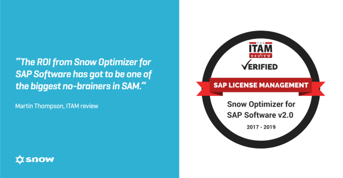 Snow Software tilldelas ITAM Review’s SAP License Management Certification