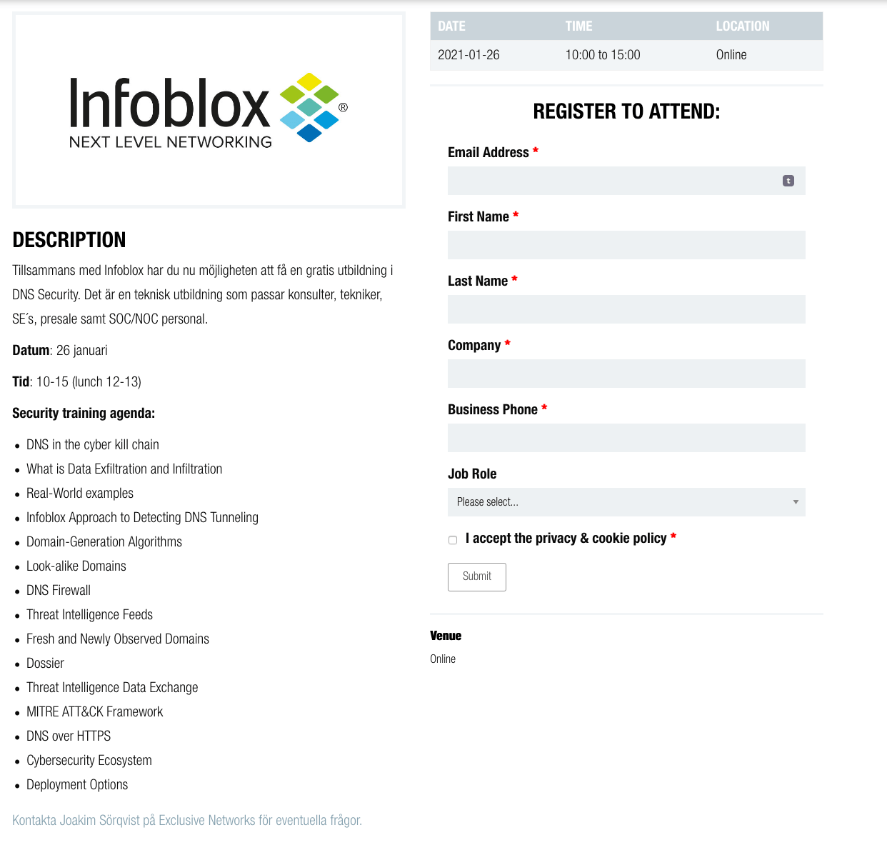 Infoblox – 26 januari – DNS Security Workshop 12