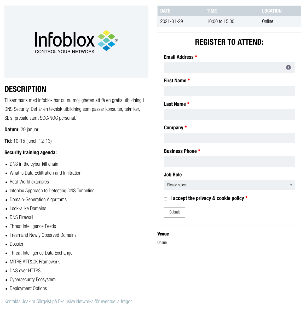 Infoblox – 29 januari – DNS Security Workshop – Slutkund 12