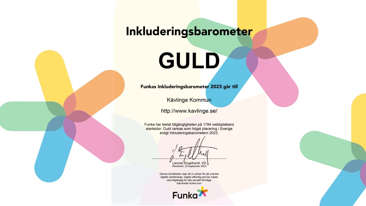 Kävlinge kommuns webbplats får utmärkelsen GULD i Funkas inkluderingsbarometer
