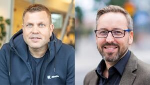 Mikael Svensson, Bolagschef på Hogia, och Roger Tofft, CEO för PropTech Sweden, ser partnerskapet som ett viktigt steg för innovation och hållbar utveckling inom den nordiska fastighetsbranschen.