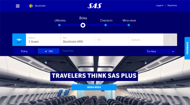 SAS live med ny webb